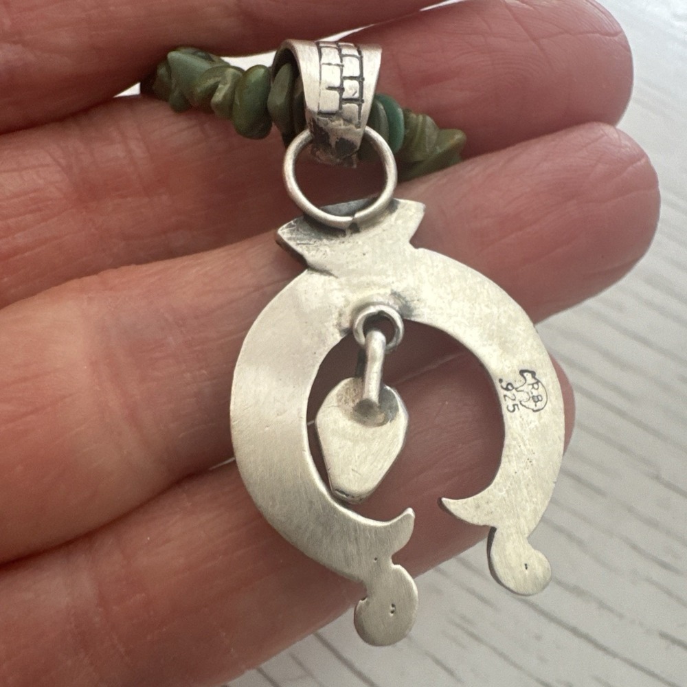 Navajo Naja Necklace Turquoise 17in Sterling Native American Layering Louise Joe - Picture 9 of 11